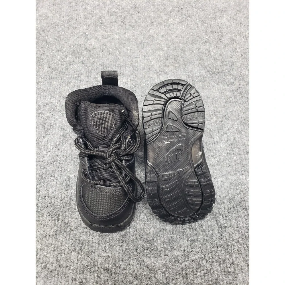 Nike Manoa LTR Toddler Sneaker Shoe 4C Black Leather Boots High Top Lace Up Wear